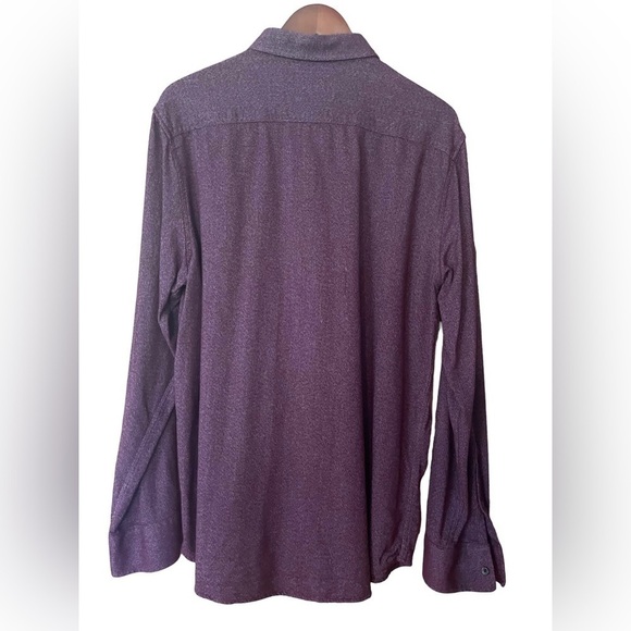 American Rag Burgandy Red Brushed Twill Long Sleeve Untucked Button-Down Shirt - Picture 5 of 7